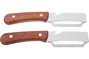 FUNOMOCYA 2pcs Multi-Function Vegetable Peeler with Bottle Opener, Wooden Handle Dual-Purpose Fruit and Orange