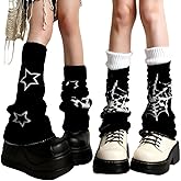 2 Pcs Black Leg Warmers for Girls, Cute Leg Warmers Y2k, Harajuku Knit Warmer Baggy Costume Accessories, Fsahion Cute Black Spider Arachnoid Design Style Legwarmers for Women