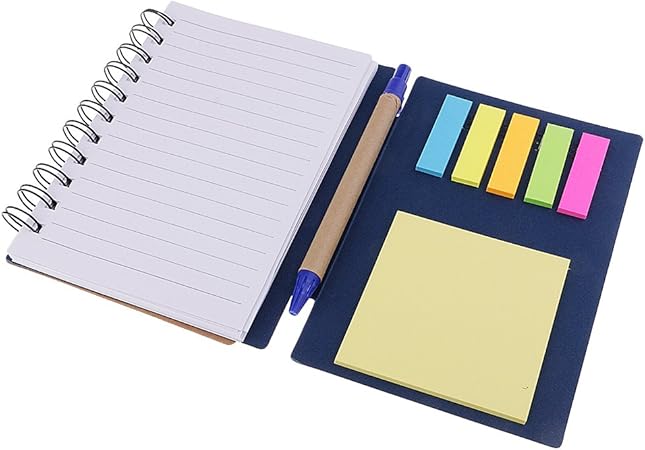 Amazon 重要な会議 資料 記録用 ペンと付箋付き 多機能 学生 社員 事務員 ノート メモ帳 青 ホビー用素材 通販