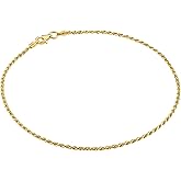 KISPER Gold Ankle Bracelets for Women, 18K Gold Plated 925 Sterling Silver Anklets, Waterproof Tarnish Resistant, Curb/Rope/Figaro/Mariner Chain, 9, 10, 11 Inch