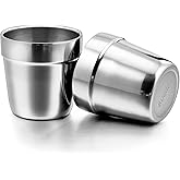 E-far Metal Cups for Kids Baby, 6 Ounce Stainless Steel Insulated Cups for Toddler Children, Training & Transition, Double Wall & Shatterproof, Mirror Polished & Dishwasher Safe - 2 Pack
