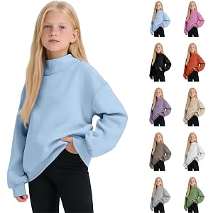 Mock Neck Sweatshirt for Girls Turtleneck Sweater Long Sleeve Pullover Tops | Back To School Outfits,3-16 Years,Cute Preppy M
