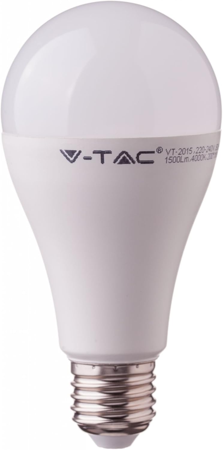 V-TAC LED Bulb 17W, Bulb A65 Chip Samsung Pro Cap E27, 3000K, White, VT-217, Bianco, 1 pc - Image 3