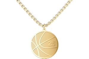 WIGERLON Basketball Number Necklace,Stainless Steel Basketball Charm Pendant with Jersey Number for Men and Women Basketball Athlete gold