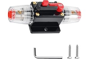 BFXM 30 Amp Circuit Breaker Manual Reset Inline Fuse, 12V-48V DC for car Audio Marine Boat Trolling Motor Solar System Protection