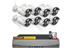 OOSSXX (HD 2.7K 5.0MP with Audio) Outdoor Wired Security Camera Systems PoE Outdoor Surveillance Video System