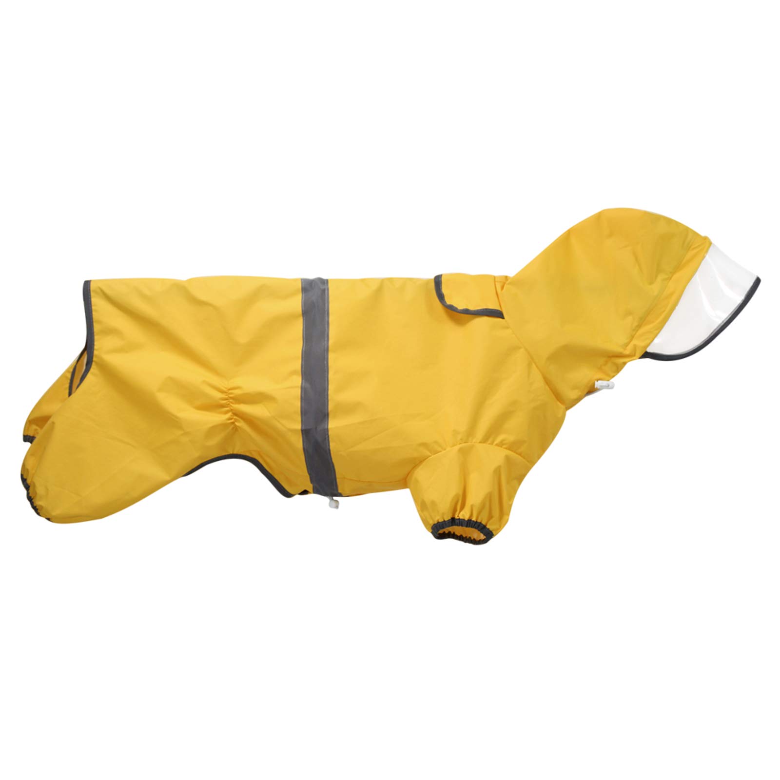 Dog Raincoat Waterproof Jacket with Hood & Collar Hole Transparent Brim,Ultra-Light Breathable Reflective Jumpsuit for Short-legged Small Dogs Corgi Dachshund