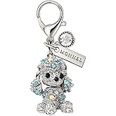 MC41 Blue Crystal 3D Poodle Puppy Lobster Clasp Charm Pendant with Pouch Bag (1 piece)
