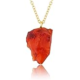GEMSYMPHONY Raw Gemstone Necklace – Natural Crystal Pendant on 18K Gold Plated Chain – 15-25mm Chunky Gemstone – Healing Jewelry for Women – Boho Gift for Her – Adjustable Chain