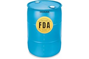 HOANK 55-Gallon Water Storage Barrel, BPA Free, Emergency Water Supply - Eco Friendly - Made in USA (Blue)