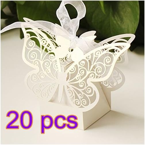 WDLHY 20pcs Laser Cut Butterfly Wedding Favour Box Birthday Party Gifts Candy Boxes