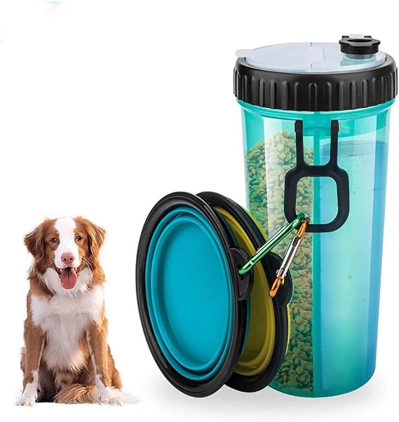 Queta Hundetrinkflasche für Unterwegs,Hunde Wasserflasche mit 2