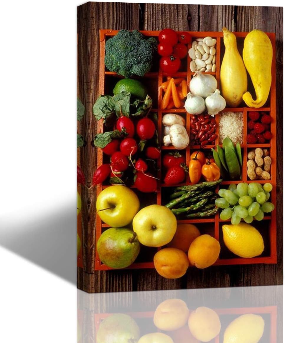 Purple Verbena Art A Variety of Fruits and Vegetables Picture Print on Canvas Modern Home Decorations Art Large Canvas Wall Art One Piece Canvas Art Unstretched and Unframed