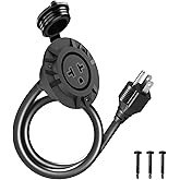 KarlKers 15A Weatherproof Outdoor Power Outlet, 15 Amp 125V NEMA 5-15R Receptacle Outlet with Integrated 20 Inch Extension Co