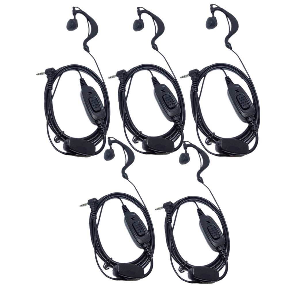 Lsgoodcare 1 Pin G Shape Earhook Earpiece Headset PTT and Mic Compatible for HYT Hytera Two Way Radio TC1688 TC310 TC-1688 TC-310 TC-320 etc/Motorola Walkie Talkie, Pack of 5