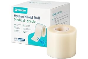 TINBOTO Hydrocolloid Roll for Wound Care, Hydrocolloid Bandages with Self-Adhesive, Cut-to-Size Patch Bandages, Ultra Absorbent, Waterproof, First Aid Kit Essential (2IN*4.8FT)
