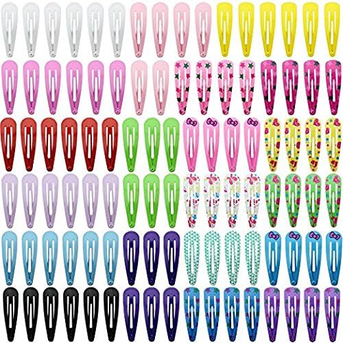 Snap Hair Clips 100Pcs (50Pairs), Elala 2" Metal Hair Clip Snap Barrettes for Girls Toddlers Kids Women Hair Accessories