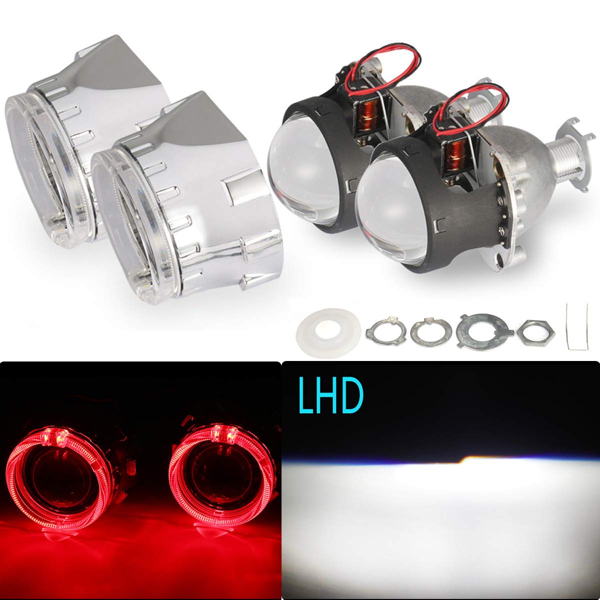 Left Hand Drive Mini 2.5 Inch H1 Bi-Xenon Projector Lens High Beam and Low Beam For H4 H7 9005 9006 