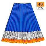 Paint Brushes Set 40 Pcs, Bulk Nylon Flat Hair