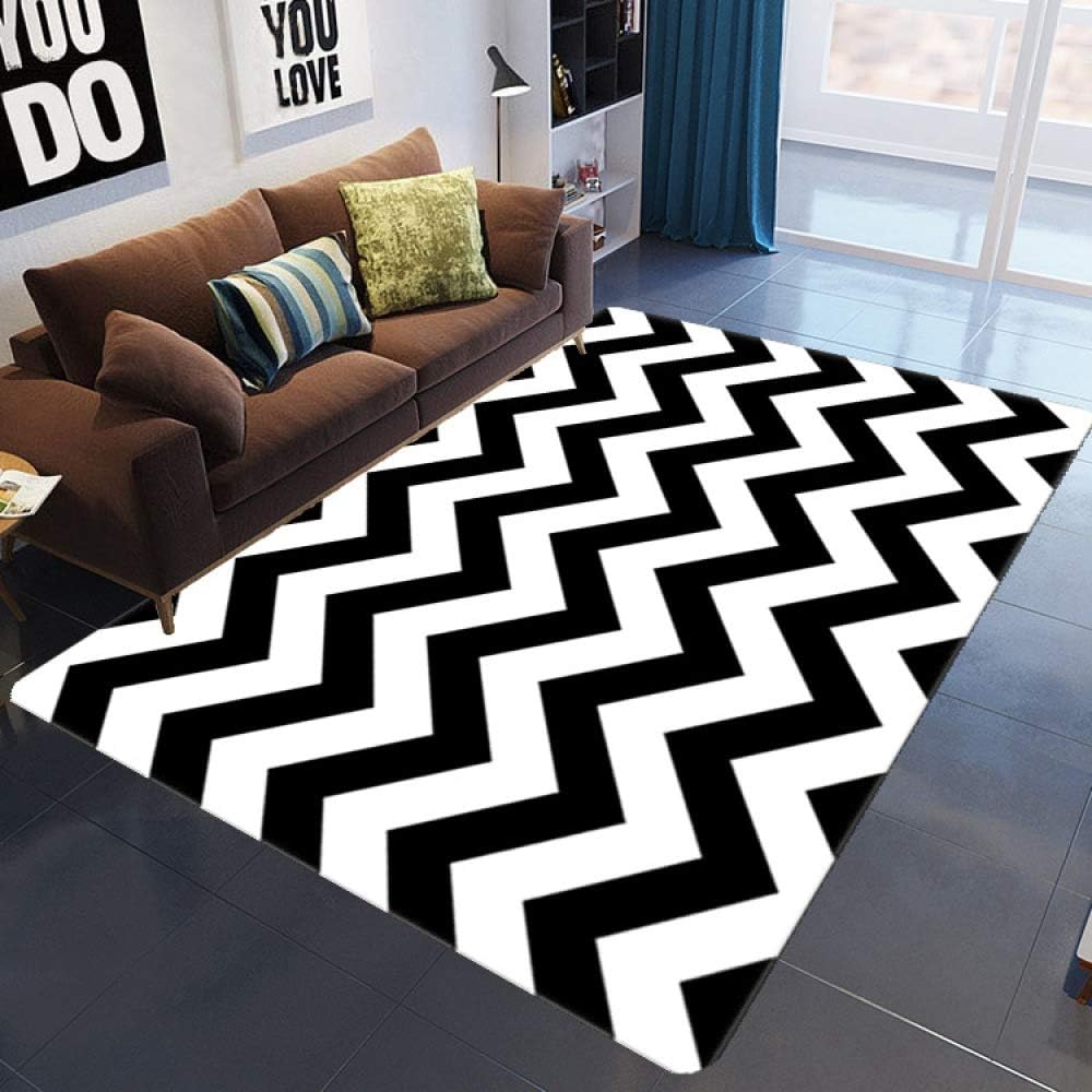 KFEKDT Modern Black and White Wave Abstract Art Carpet Living Room Table Kids Bedroom Sofa Nordic Home Decorative A4 80x180cm