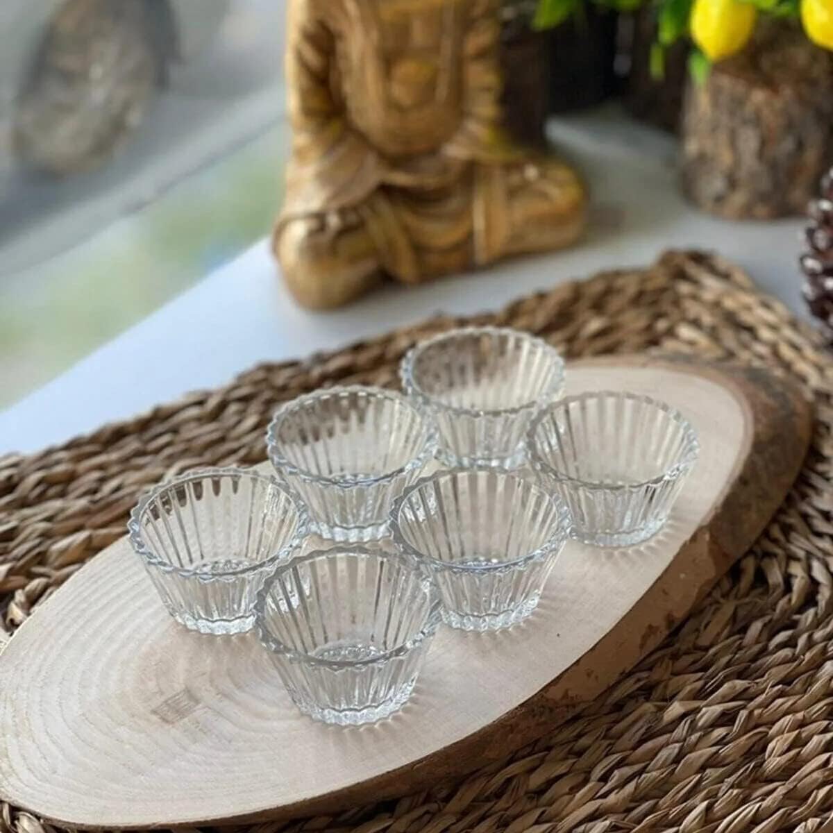 Orgingift Set of 6 Mini Glass Bowls - Elegant Cups for Sauces, Snacks, Desserts, Jam, Honey, Butter, Breakfast