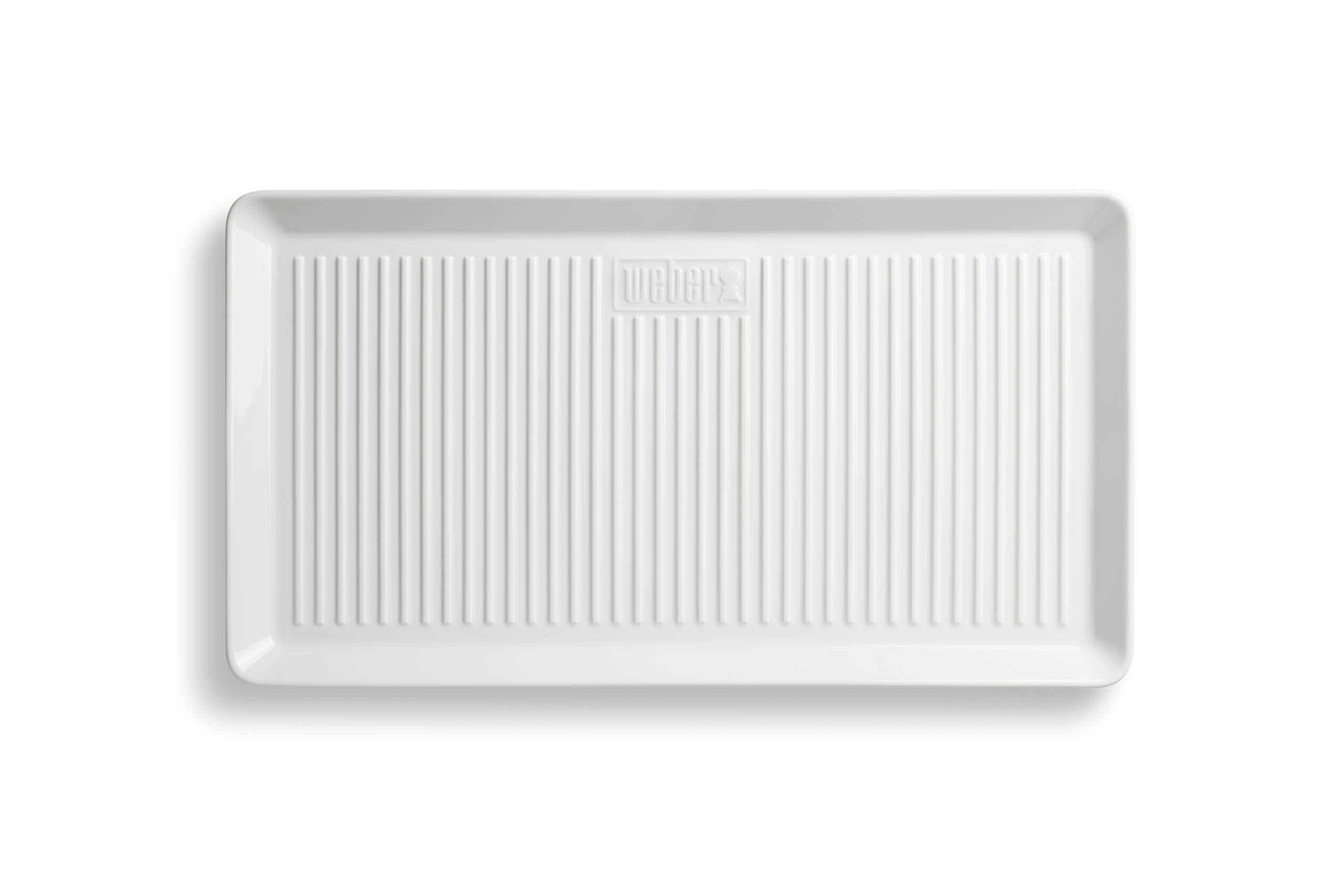 Weber Porcelain Serving Plate (40 x 22cm), Made of Extremely Durable Scratch-Resistant Hard Porcelain, Perfect for Outdoor Use, Extra Reinforced Bottom, Dishwasher-Safe - White (17884)