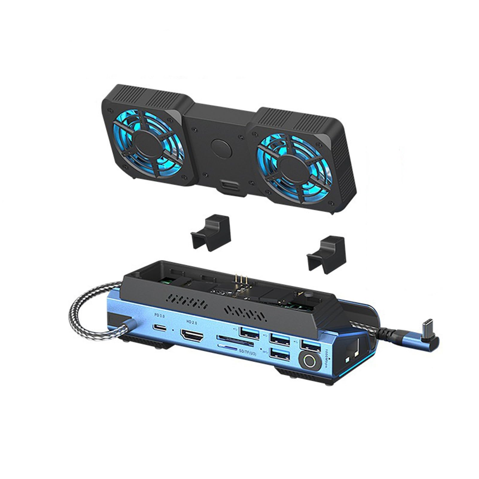 Photo 1 of 14-in-1 Docking Station for Steam Deck, ROG Ally X & Legion Go, Dual Cooling Fan USB C Docking Station with HDMI 4K 60Hz, 1000Mbps, 4*USB 3.0, USB C 100W PD, SD TF Slot