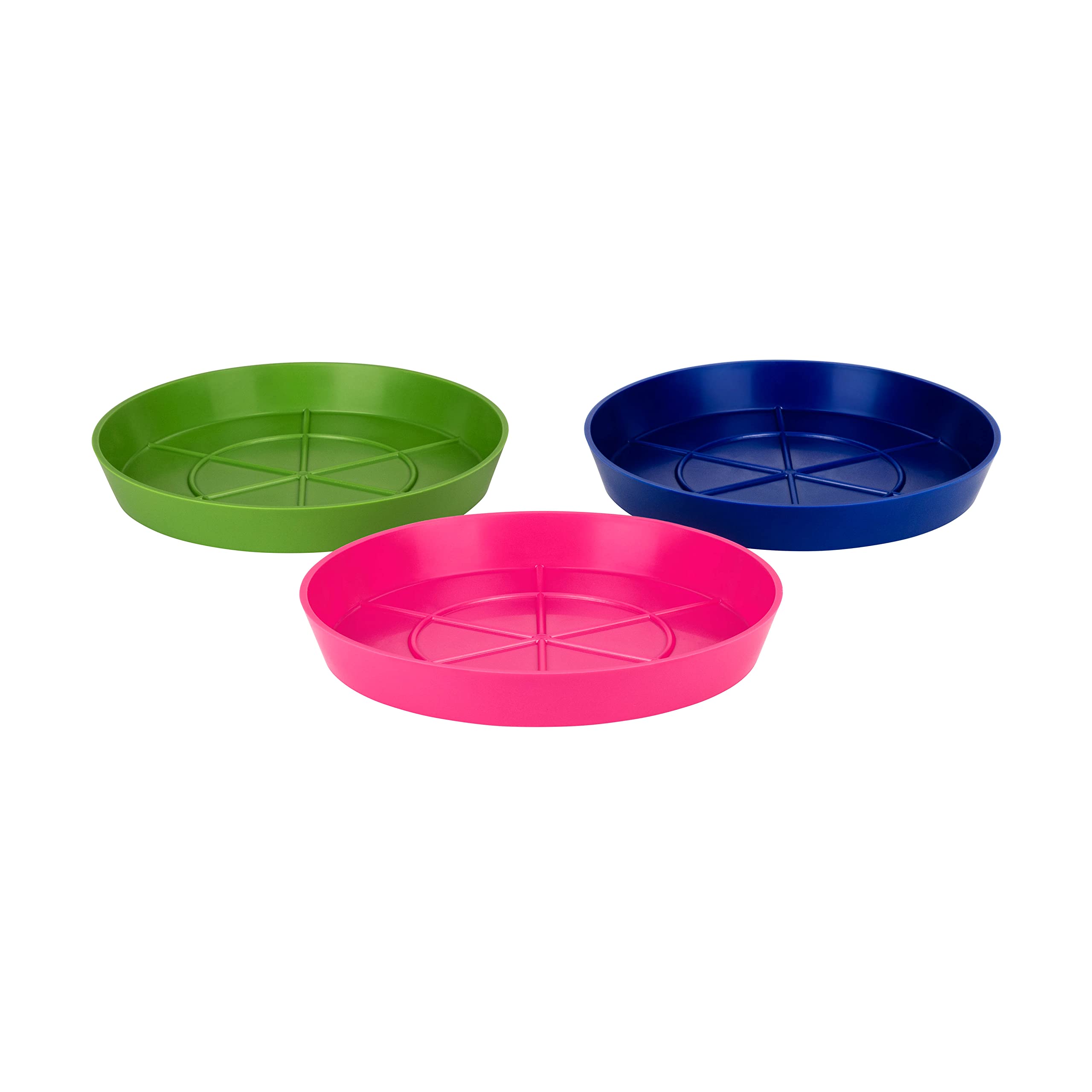 Hum Flowerpots Pack of 3 Saucers, Sturdy Drip Trays, Choice of Size and Colour, for Outdoor/Indoor Plant Pots - 19cm, Multi