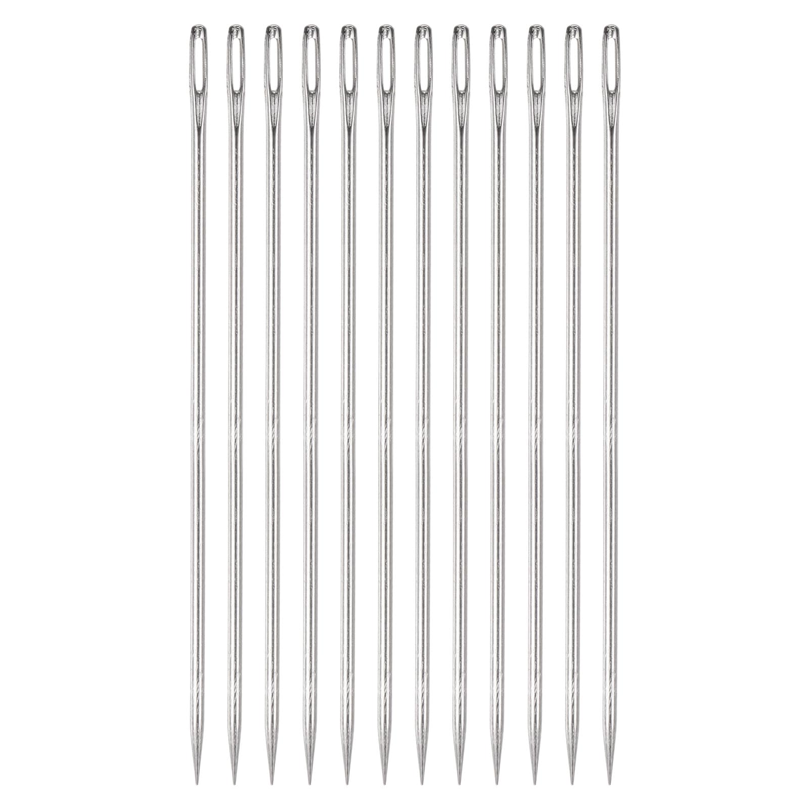 uxcell 12pcs 6 Inch Upholstery Needles Large Eye Stitching Needles Stainless Steel Straight Hand Sewing Needles for Home Hand Sewing Leather Tapestry Embroidery Tufting Webbing Carpet
