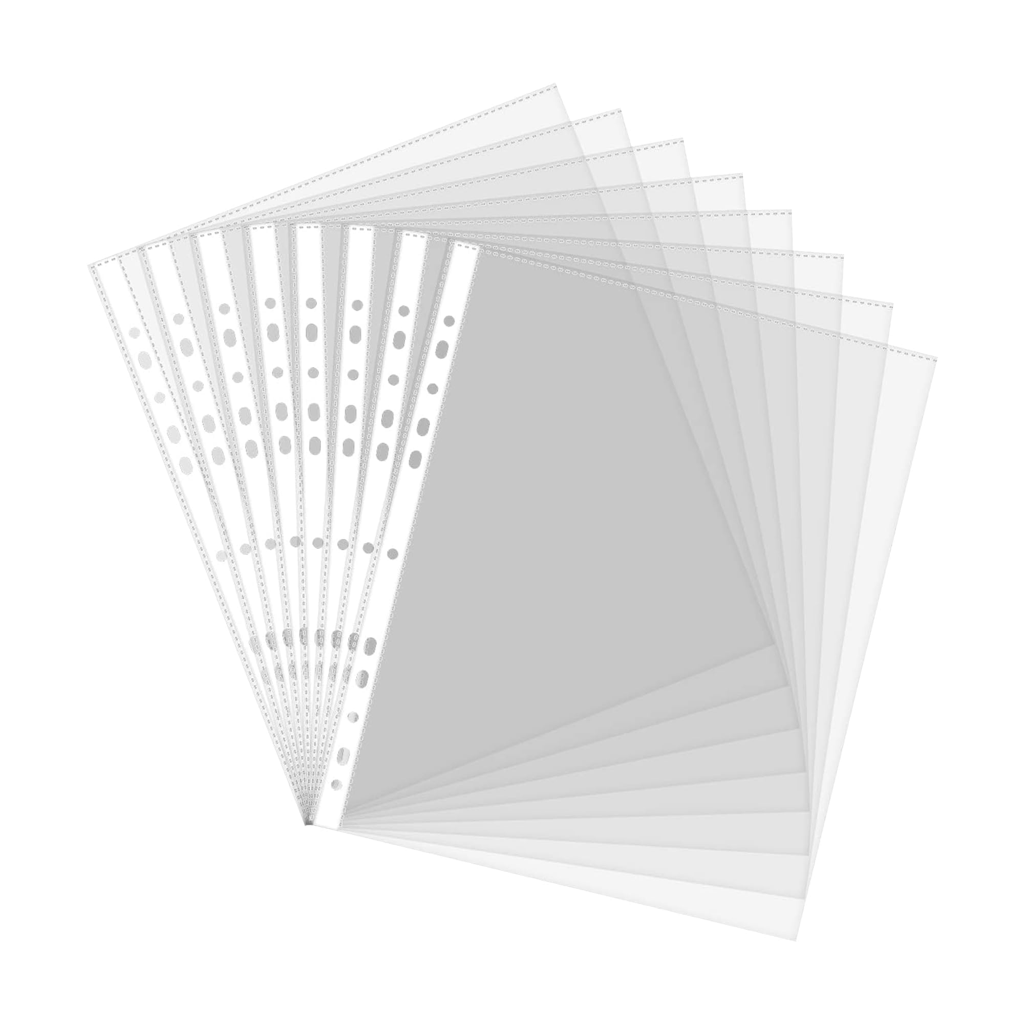 New 100 Pcs A4 Plastic Punched Punch Pockets 30-35 Micron for Folders Filing Wallets Sleeves 10-15 Sheet Capacity Everyday Use