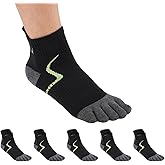 wooneeka Toe Socks for Men,5Pair Men's Cotton Athletic Socks,Anti-Blister Five Finger Socks,Sport Ankle Toe socks