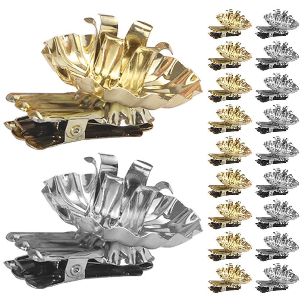 Garneck 20pcs Candle Light Holder Clip Candlestick Holder Clips Christmas Tree Candle Clips Flower Shape Candle Clips Xmas Candlestick Clip Taper Candles Metal Candle Holders Dining Table