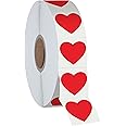 1200 PCS Red Heart Shaped Sticker Labels with Perforation Line in Roll, Use for Valentine's Day, Award Charts, Offices, Teachers & Classrooms, Bookmarks (3/4" in Diameter)