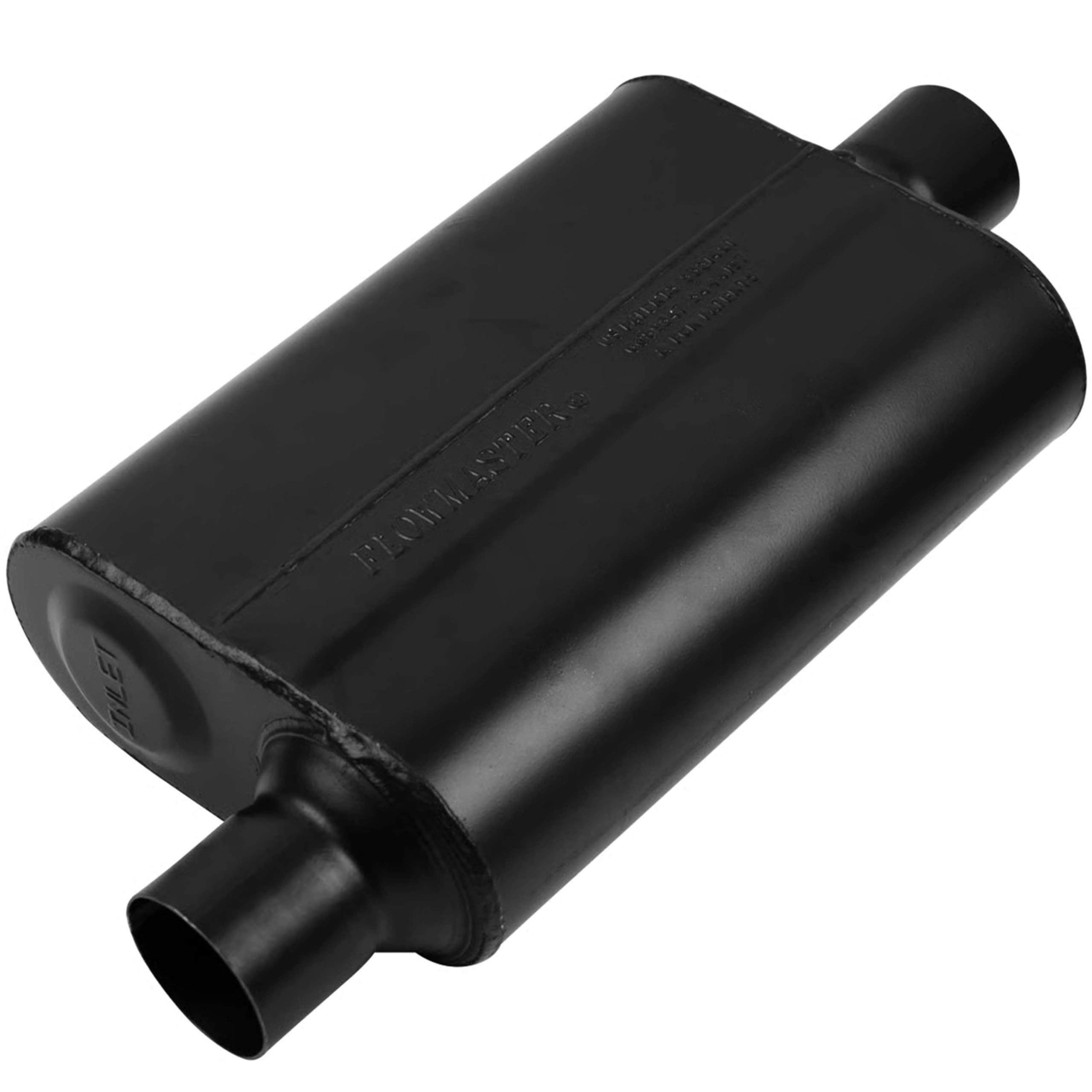 Silenciador con cámara Flowmaster Super 44 Series - 2.50 - Entrada desplazada/Salida central - Sonido agresivo - Acero aluminizado calibre 16 - Para autos clásicos y tardíos, Street Rods, camionetas, SUV (942546)