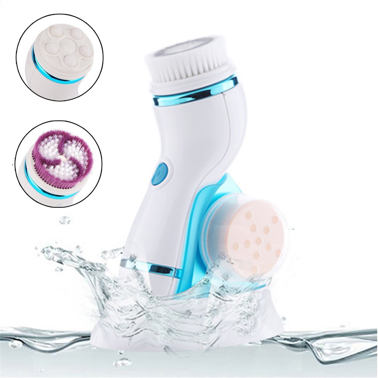 Zinnor Facial Brush 2 Speed Deep Cleansing Facial Brush Spin Brush with 4 Massager Brush Heads Remove Blackhead Cleansing System