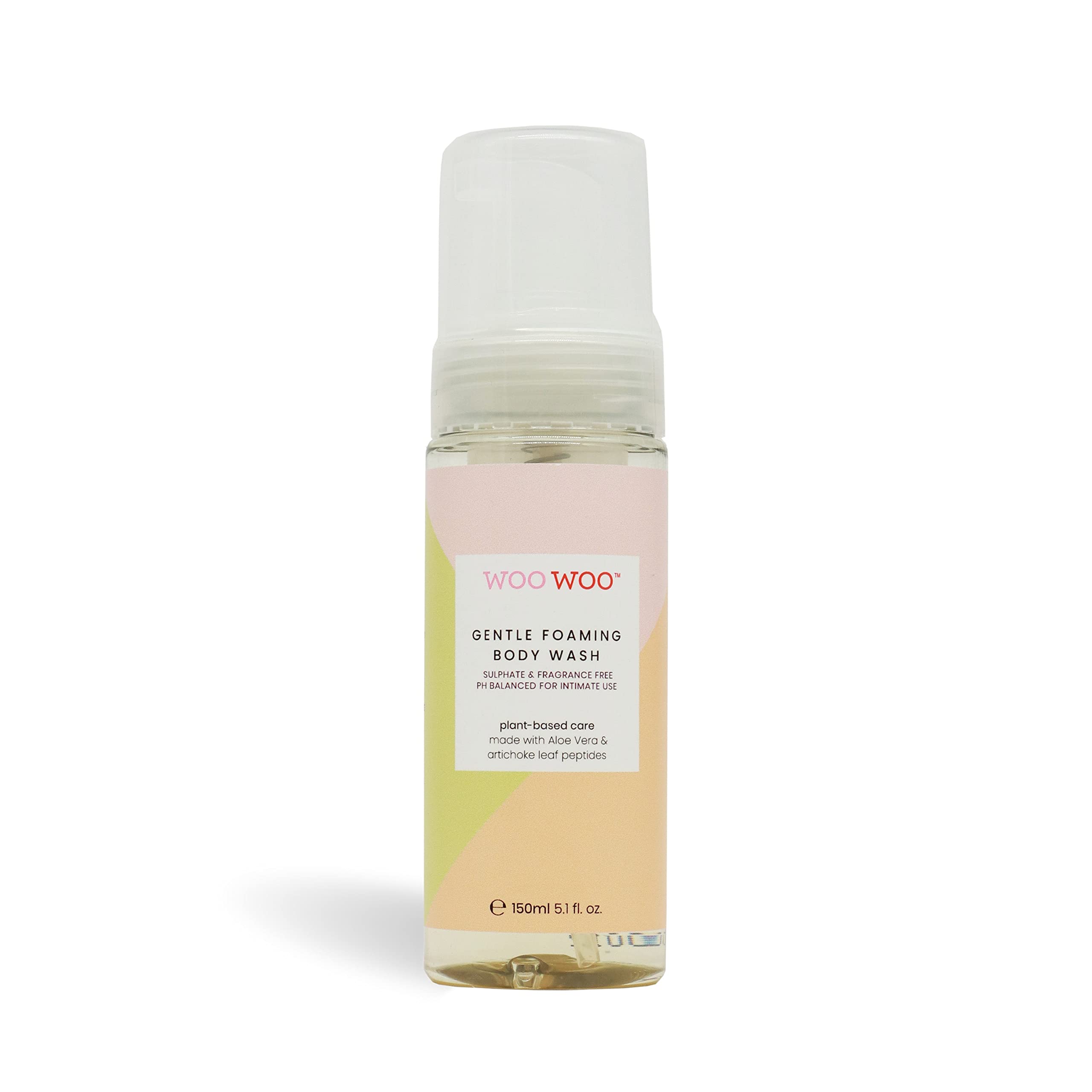 WooWoo Manifesto Gentle Foaming Natural Body Wash For Women 150ml - Vegan, Sulphate Free Body Care, pH Balanced Gentle Skin Cleanser with Aloe Vera and Artichoke Leaf Peptides - Menopause Range