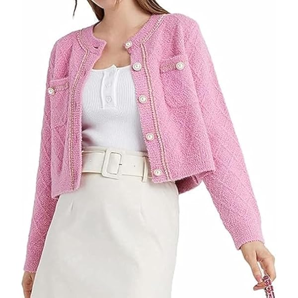Womens Chunky Knitted Balloon Sleeve Short Cardigan Open