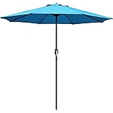 Blissun 9' Outdoor Patio Umbrella, Outdoor Table Umbrella, Yard Umbrella, Market Umbrella with 8 Sturdy Ribs, Push Button Tilt and Crank