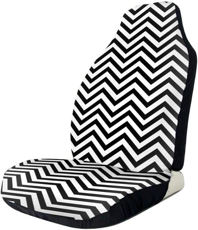 Car Seat Covers Black and White Stripe Pattern 1 Universal Front Seat Covers for