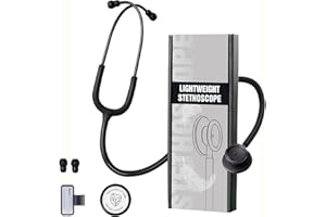 FriCARE Dual Head Stethoscope - Stethoscopes for Nurses, Medical Nursing Students, Paramedics/EMT/LVN/VNA Backup - FSA/HSA Eligible Estetoscopio, Matte Black Tube Matte Black Finish Chestpiece
