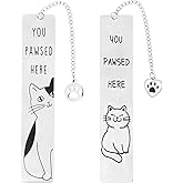 Cat Dog Bookmark 2 PCS Cute Cat Gifts Funny Bookmark Gift Silver Animal Metal Book Marks Cats Lovers Gift for Women Men Readers for Valentine's Day Friends Coworkers Books Reading Accessories
