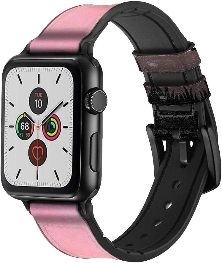 CA0636 Bicycle Sunset Leather & Silicone Smart Watch Band Strap for Apple Watch iWatch Size 38mm/40mm