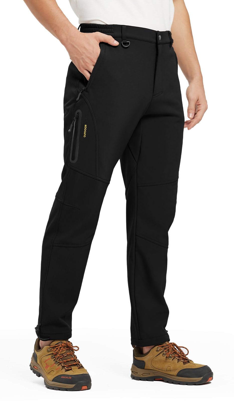 Rdruko Wanderhose Herren Skihose Wasserdicht Softshellhose Gefüttert Winddicht Thermohose Winter Outdoorhose Snowboardhose Trekkinghose - Schwarz, 32