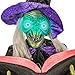 Halloween Haunters 6 Foot Animated Standing Wicked Witch with Spell Casting Book Prop Decoration - Black and Purple Hat, Speaks, Cackles, Flashing Green LED Eyes, Witches Brew