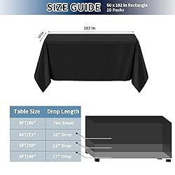PureFit 10 Pack Rectangle Black Table Cloths 60 x