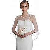 LOVFOIVER Pearl Shawl for Women, Soft Tulle Capes and Wraps for Evening Dress Wedding Party Bolero Cover Up
