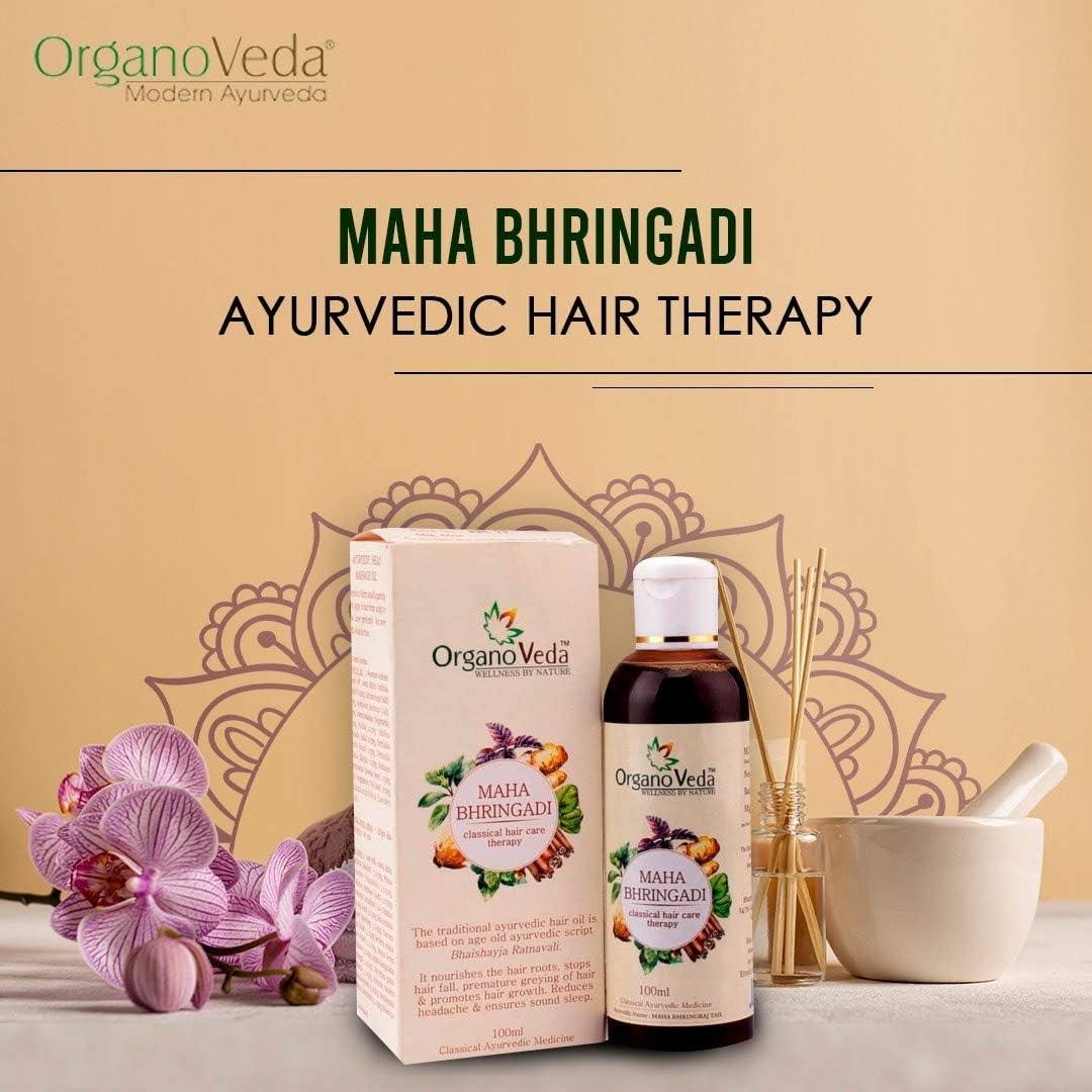 OrganoVeda Maha Bhringadi Hair Oil | Anti Hair Fall | Ayurvedic Hair Therapy
