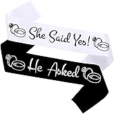 She Said Yes and He Asked Sash Bride to Be and Groom to Be Sash Foil Letter Bachelorette Sashes for Wedding Bridal Shower Party Decorations White and Black
