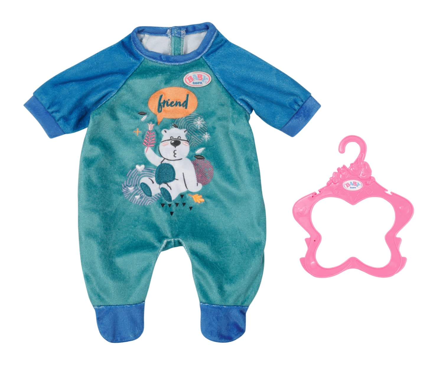 BABY born Romper Blue - Fits BABY born dolls up to 43cm - Set Includes Romper and hanger - 833629