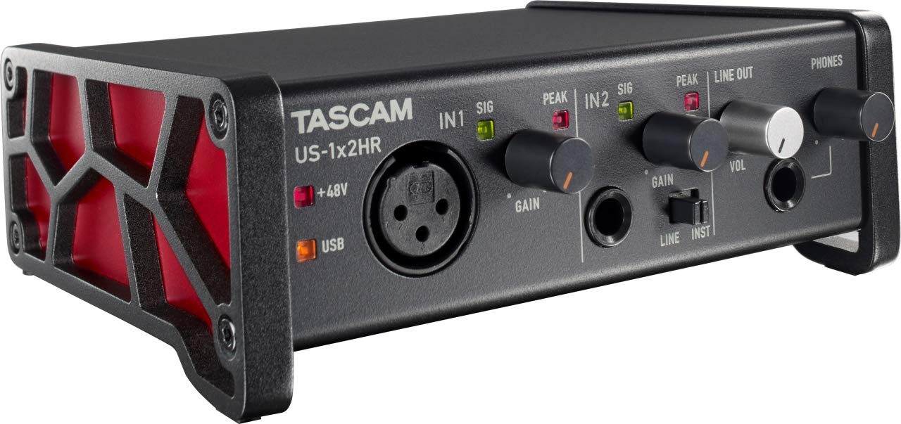Tascam US-1x2HR 1 Mic 2IN/2OUT High Resolution Versatile USB Audio Interface (US1X2HR) , Black